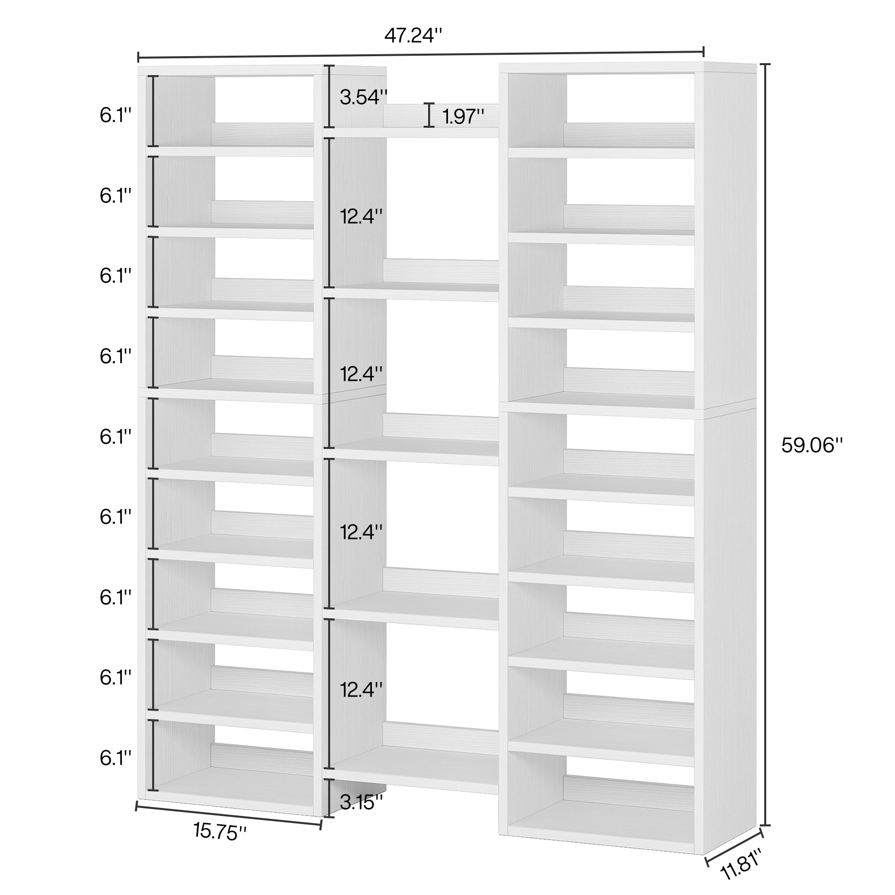 Freestanding Shoe Rack with Storage Shelves